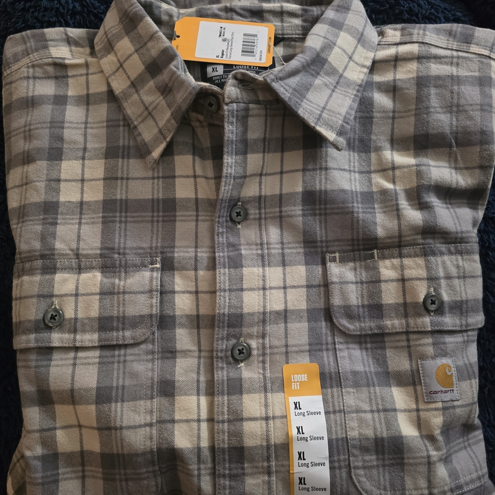 Carhartt Men's Gray Plaid Long Sleeve Shirt